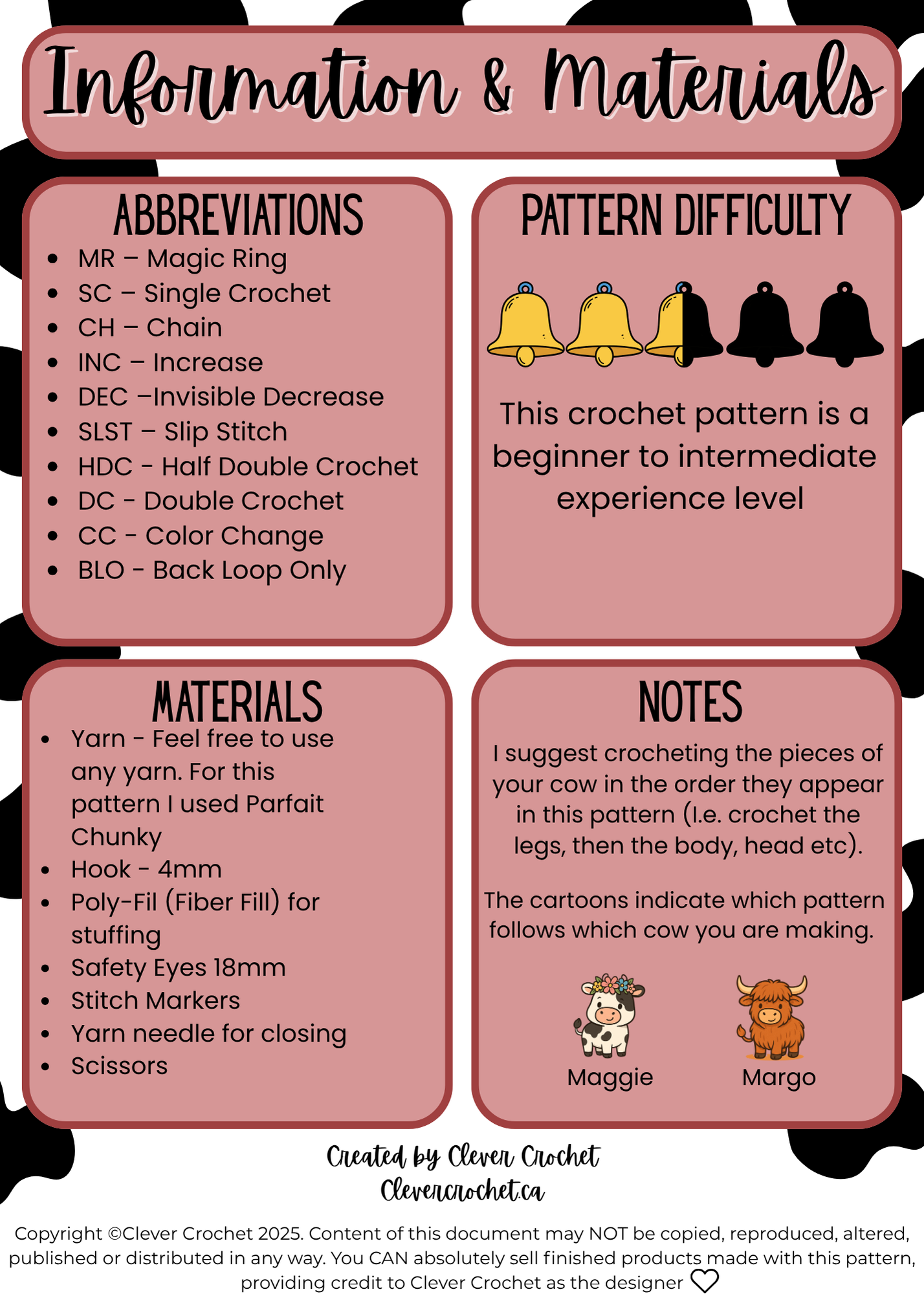 Maggie & Margo Moo Cow Crochet Pattern