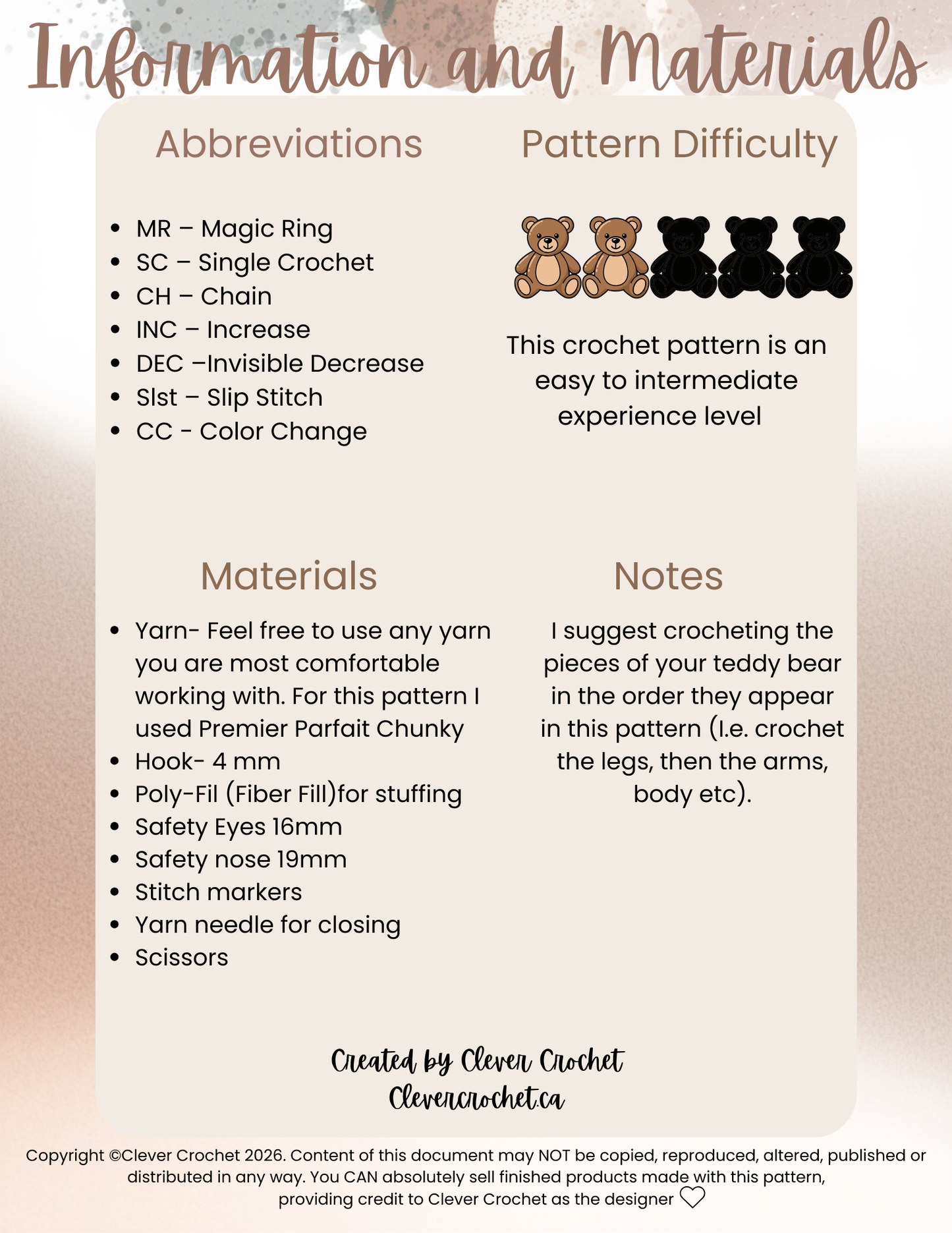 Teddy Bear Crochet Pattern