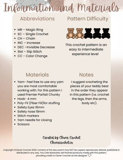 Teddy Bear Crochet Pattern