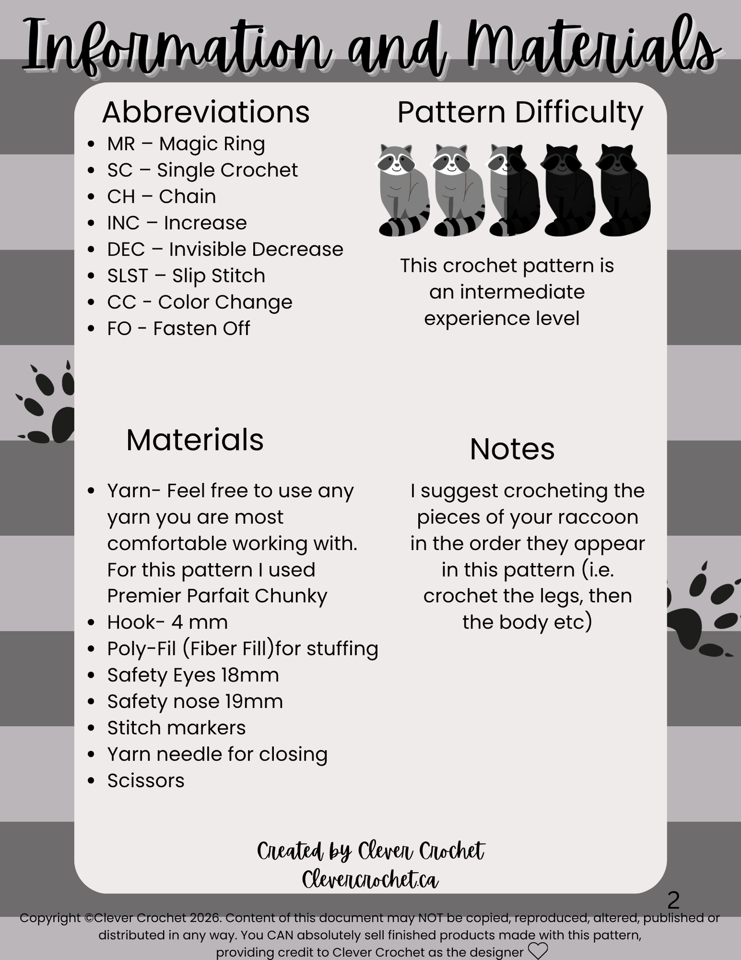 Otis the Raccoon Crochet Pattern